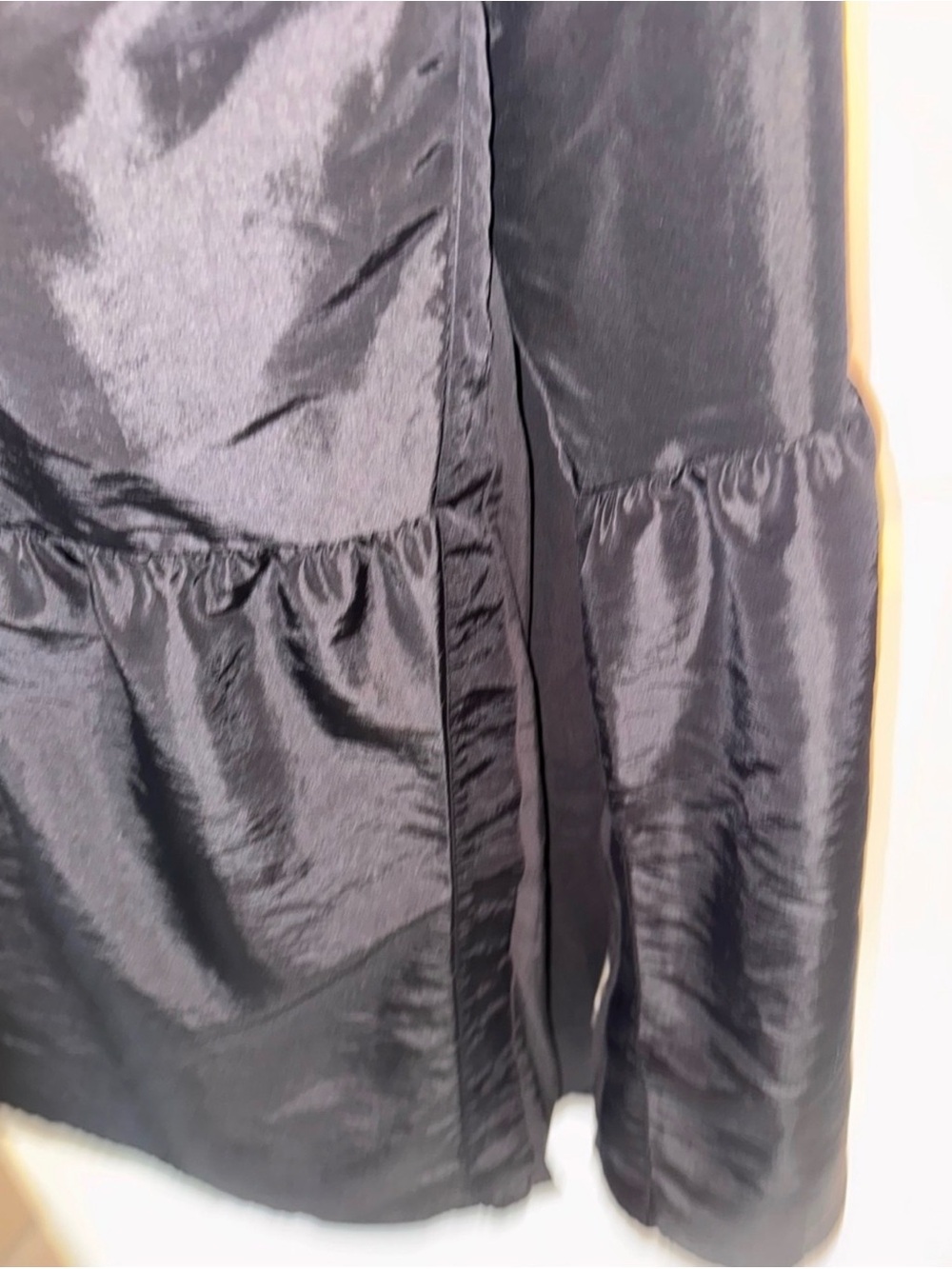 FREE PEOPLE Isabel Maxi Dress Black Sz S volume Ruffle Taffeta Open Bow Back - Picture 6 of 8